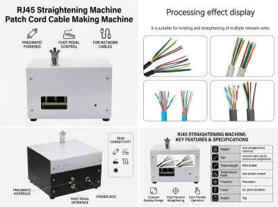 Máquina Enderezadora RJ45 Máquina de Fabricación de Cables de Parche JW-P08 - Máquina Semiautomática de Cepillado de Cables