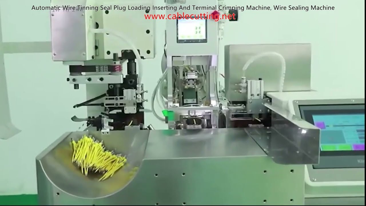 Máquina Automática de Estañado, Inserción de Tapones Selladores y Crimpado de Terminales para Cables