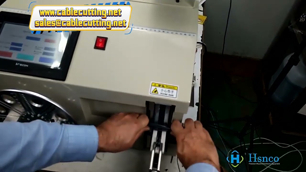 Máquina semiautomática de atado de cables con pantalla táctil HMI - Enrolladora y atadora de bobinas