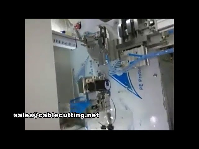 Máquina automática de corte, bobinado, atado, pelado y desnudado de cables