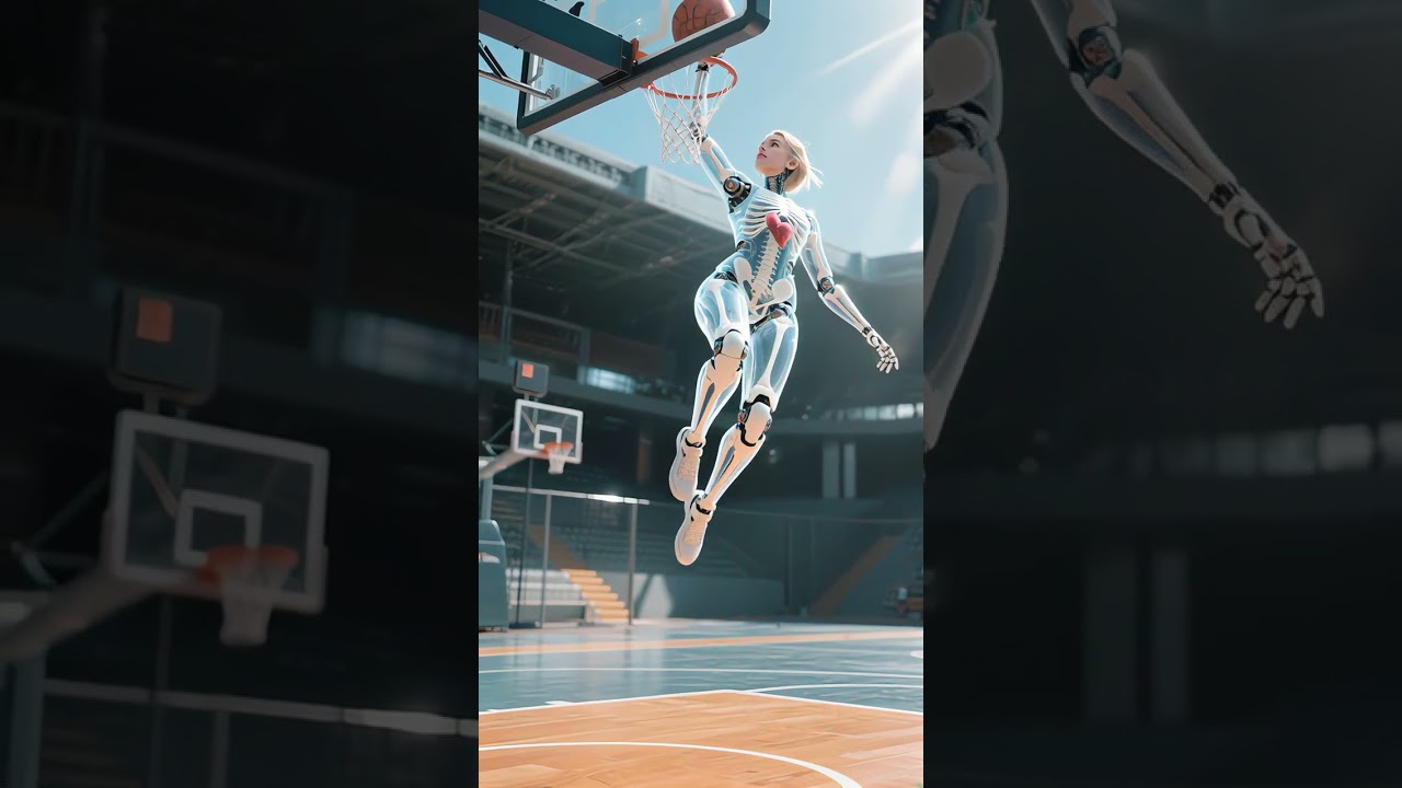 Mujeres jóvenes atractivas dominan el baloncesto: entrenamiento y equipo profesional