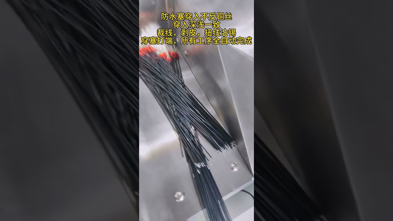 Máquina de Estañado y Inserción de Tapón Antilluvia para Cables #máquina #pelacables #fábrica #automatización